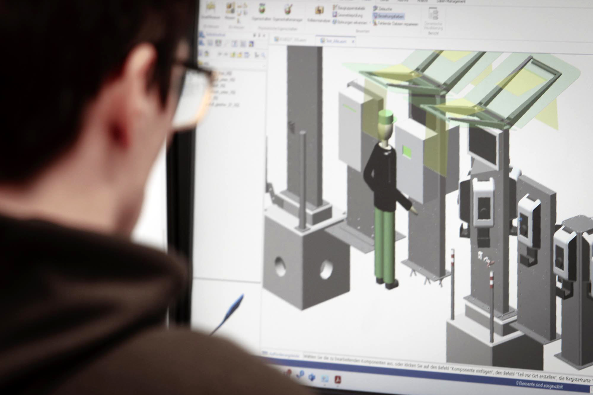 CAD-Kontstruktion für Engineering auf einem Monitor