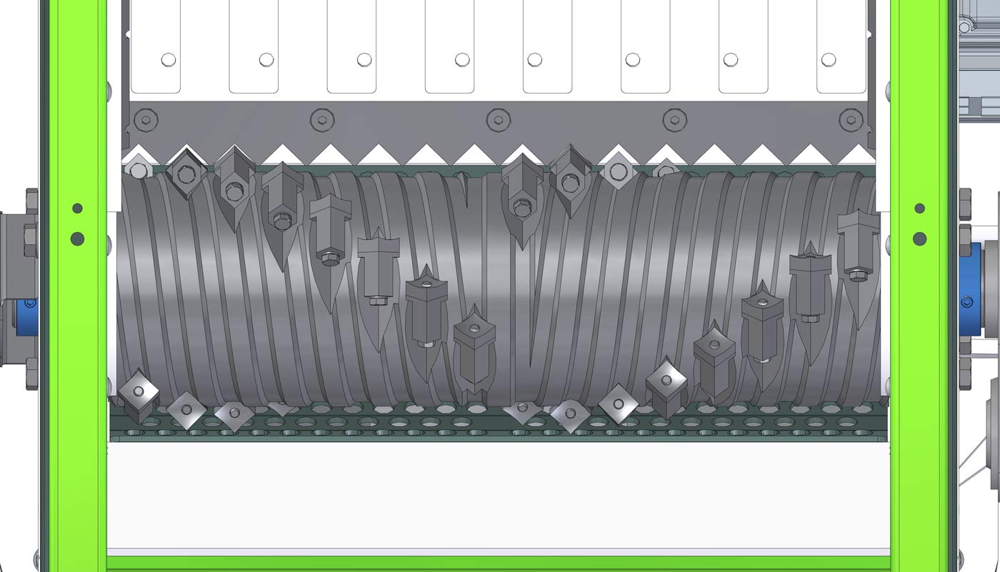 3d-Rendering von der Schneidwelle eines Holzzerspaners